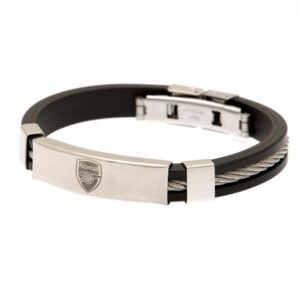 Arsenal FC Silver Inlay Silicone Bracelet